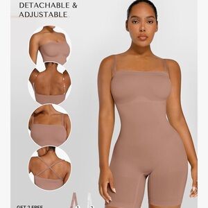New SHAPELLX Beige Bodysuit Women Tummy Control Shapewear Body Suit M/L